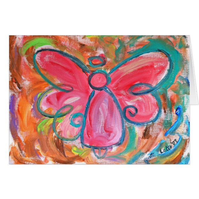 Tarjeta rosada del ángel (Anverso (Horizontal))