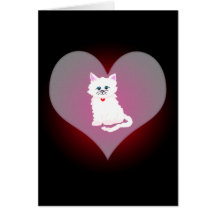 Tarjeta rosada del corazón del gatito