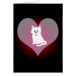 Tarjeta rosada del corazón del gatito