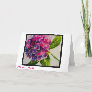 Tarjeta rosada del día de madre del hydrangea