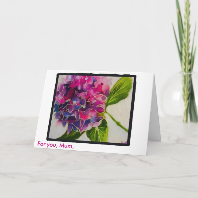 Tarjeta rosada del día de madre del hydrangea (Anverso)