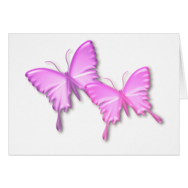 Tarjeta rosada del diseño de las mariposas (Anverso (Horizontal))