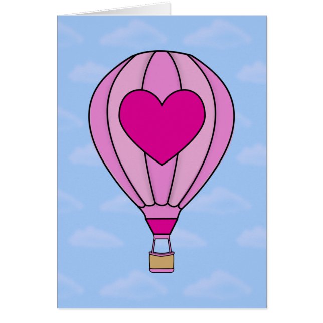 Tarjeta rosada del globo del aire caliente del (Frente)
