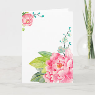 Tarjeta rosada del Peony de la acuarela