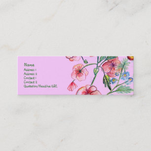 Tarjeta rosada del perfil de las flores de Bell
