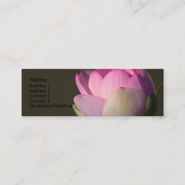 Tarjeta rosada del perfil de Lotus (Anverso)