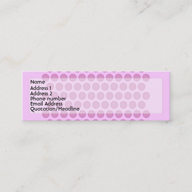 Tarjeta rosada del perfil de Polkadot (Anverso)