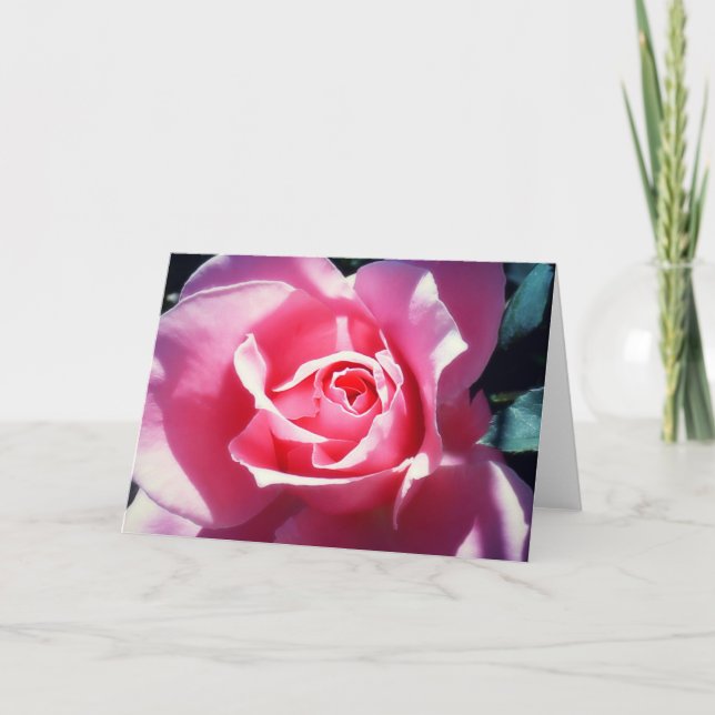 Tarjeta rosada elegante de la tarjeta del día de (Anverso)