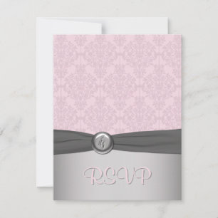 Tarjeta rosada y gris de RSVP de la bailarina del