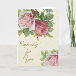 Tarjeta Rosario Santo con Rosas Crucifix Lace