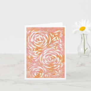 Tarjeta Rosas abstractos en coral y rosa