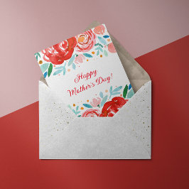 Tarjeta Rosas acuarelas Día de la Madre