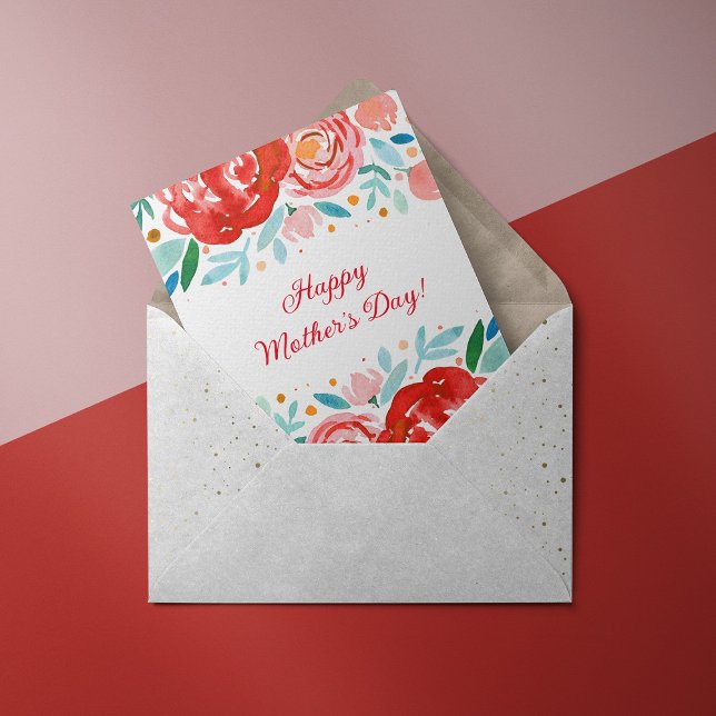 Tarjeta Rosas acuarelas Día de la Madre (Subido por el creador)