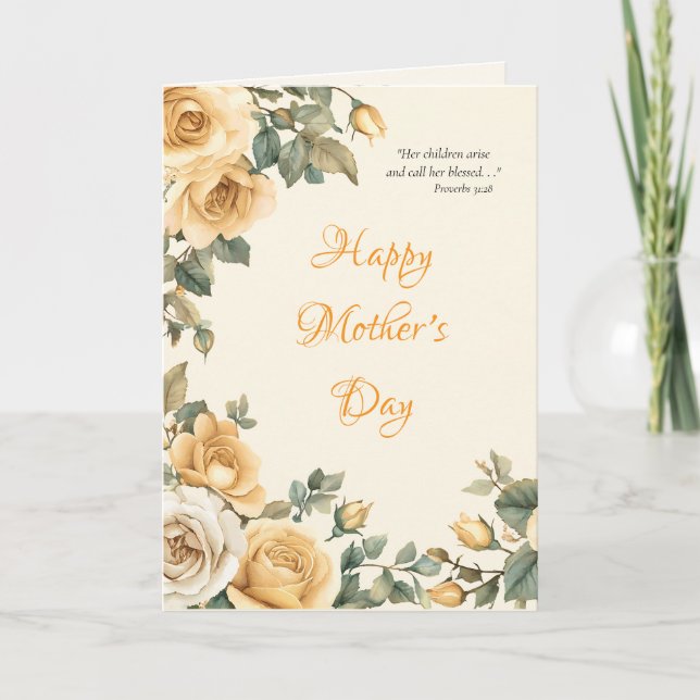 Tarjeta Rosas Amarillas Grandes Alegres Día de la Madre Or (Anverso)
