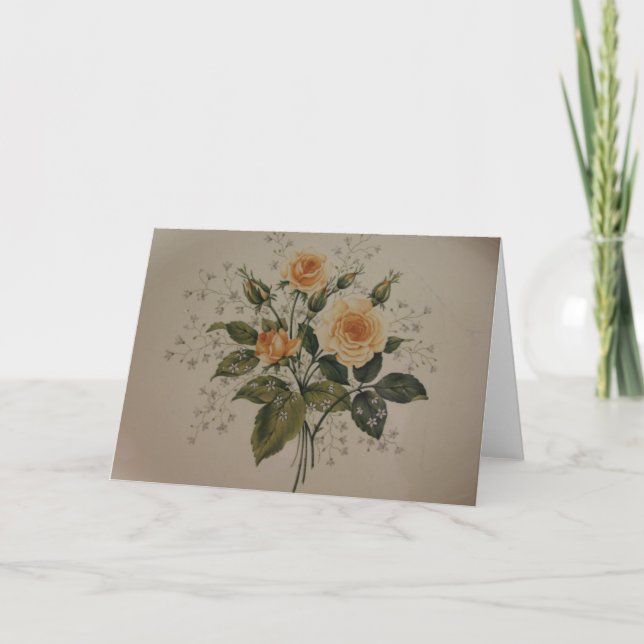 Tarjeta Rosas Amarillas Vintage (Anverso)