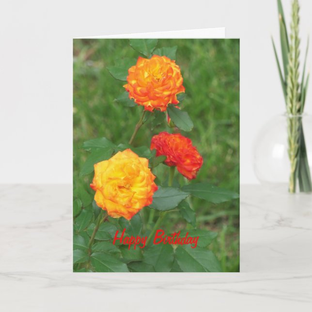 Tarjeta Rosas Amarillos y Naranjas, cumpleaños especial (Anverso)