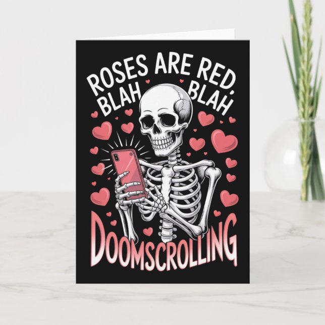 Tarjeta Rosas Anti San Valentín Son Rojas Blah Doomscrolli (Anverso)