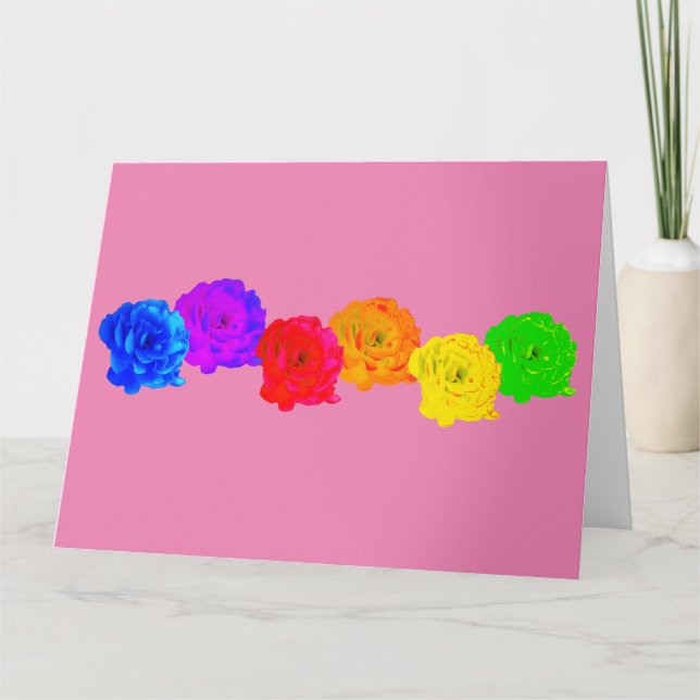 Tarjeta Rosas Arcoíris (Anverso)