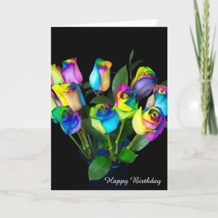 Tarjeta Rosas arcoiris por cumpleaños