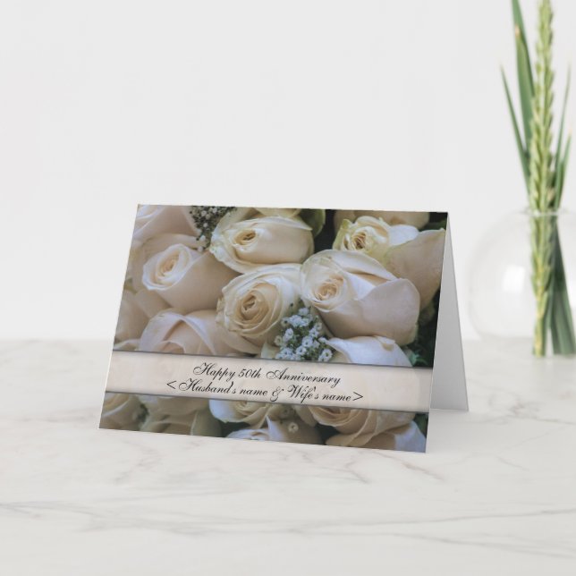 Tarjeta Rosas Blancas<50th>Aniversario (Anverso)