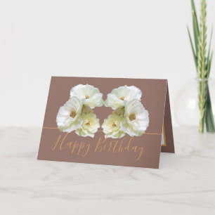Tarjeta Rosas Blancas Chic Elegante Ramo Floral Cumpleaños