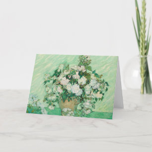 Tarjeta Rosas Blancas de Van Gogh - Arte Floral Mint Vinta