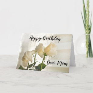 Tarjeta Rosas Blancas. Feliz cumpleaños, querida mamá.