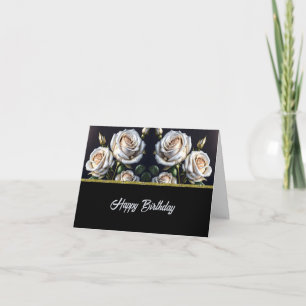 Tarjeta Rosas blancas preciosas con detalles dorados, eleg