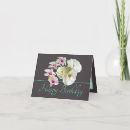 Tarjeta Rosas Blancas Rosas Gris Mint Bouquet Orquides Cum