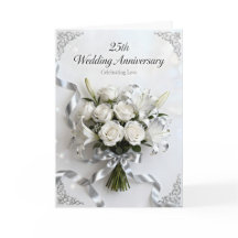 Rosas Blancas y Cinta de Plata 25 Aniversario