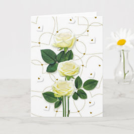 Tarjeta Rosas blancas y corazones