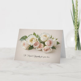 Tarjeta Rosas blancas y rosadas de condolencias