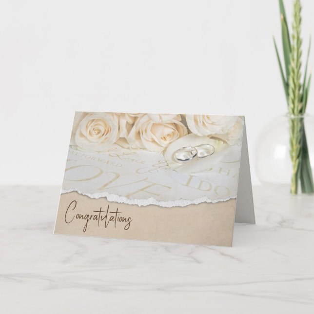 Tarjeta Rosas Bodas blancos (Anverso)