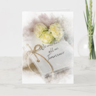 Tarjeta rosas bodas en diario blanco