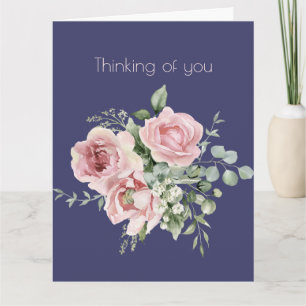 Tarjeta Rosas Botánicas Rosadas Pensando en Ti