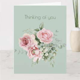Tarjeta Rosas Botánicas Rosadas Pensando en Ti Salvia