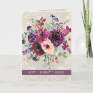 Tarjeta Rosas burgundy y melocotón personalizadas para cum