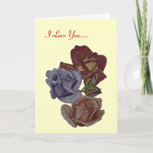 Tarjeta rosas coloridos y brotes de rosa para valentinas