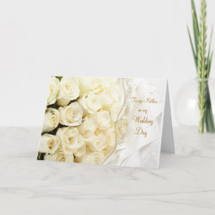 Tarjeta Rosas crema blancas. Gracias Madre por mi boda