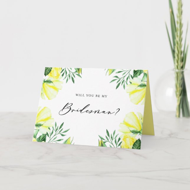 Tarjeta Rosas de acuarela amarilla serán mi novia (Anverso)