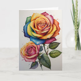 Tarjeta Rosas de acuarela en blanco