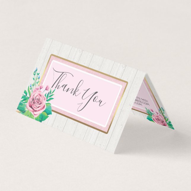 Tarjeta Rosas de acuarela y artesanía de madera rústica gr (Anverso)