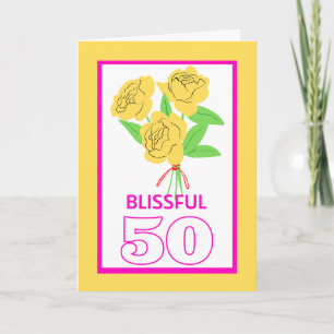 Tarjeta Rosas de aniversario de bodas de oro Blissful 50