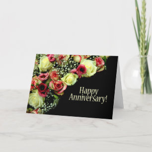 Tarjeta Rosas de aniversario feliz