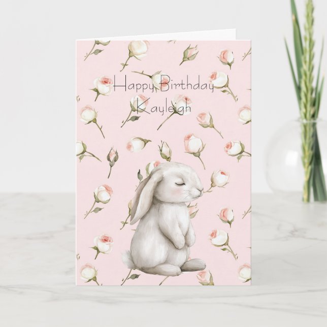 Tarjeta Rosas de conejito Cumpleaños floral (Anverso)