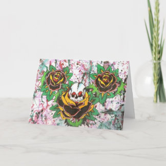 Tarjeta rosas de cráneo