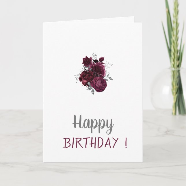 Tarjeta Rosas de cumpleaños de Borgoña (Anverso)