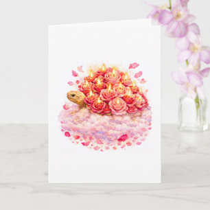 Tarjeta Rosas de cumpleaños rosadas y rojas Tortuga Sulcat
