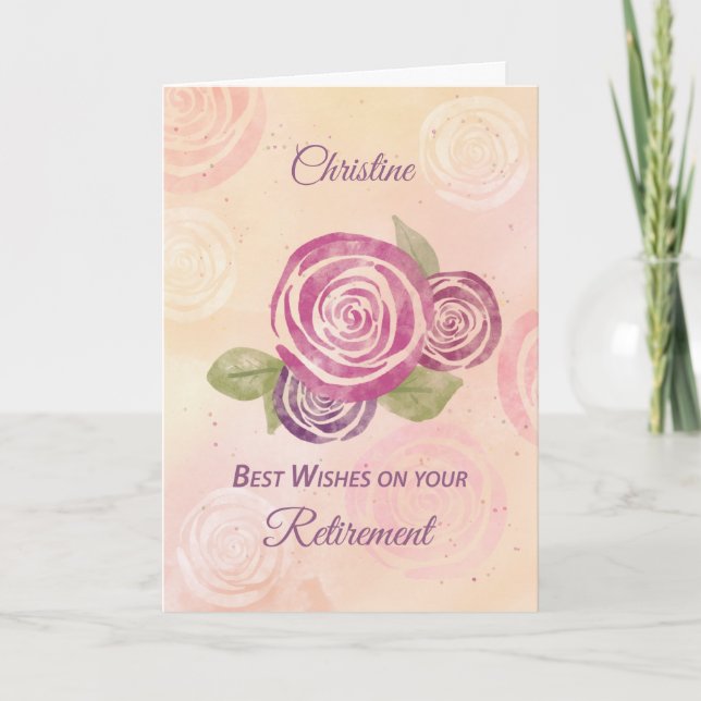 Tarjeta Rosas de flores acuáticas de nombre personalizado  (Anverso)
