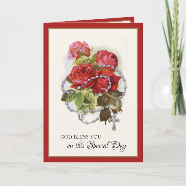 Tarjeta Rosas de la Virgen del Cumpleaños Religiosa Mary R (Anverso)